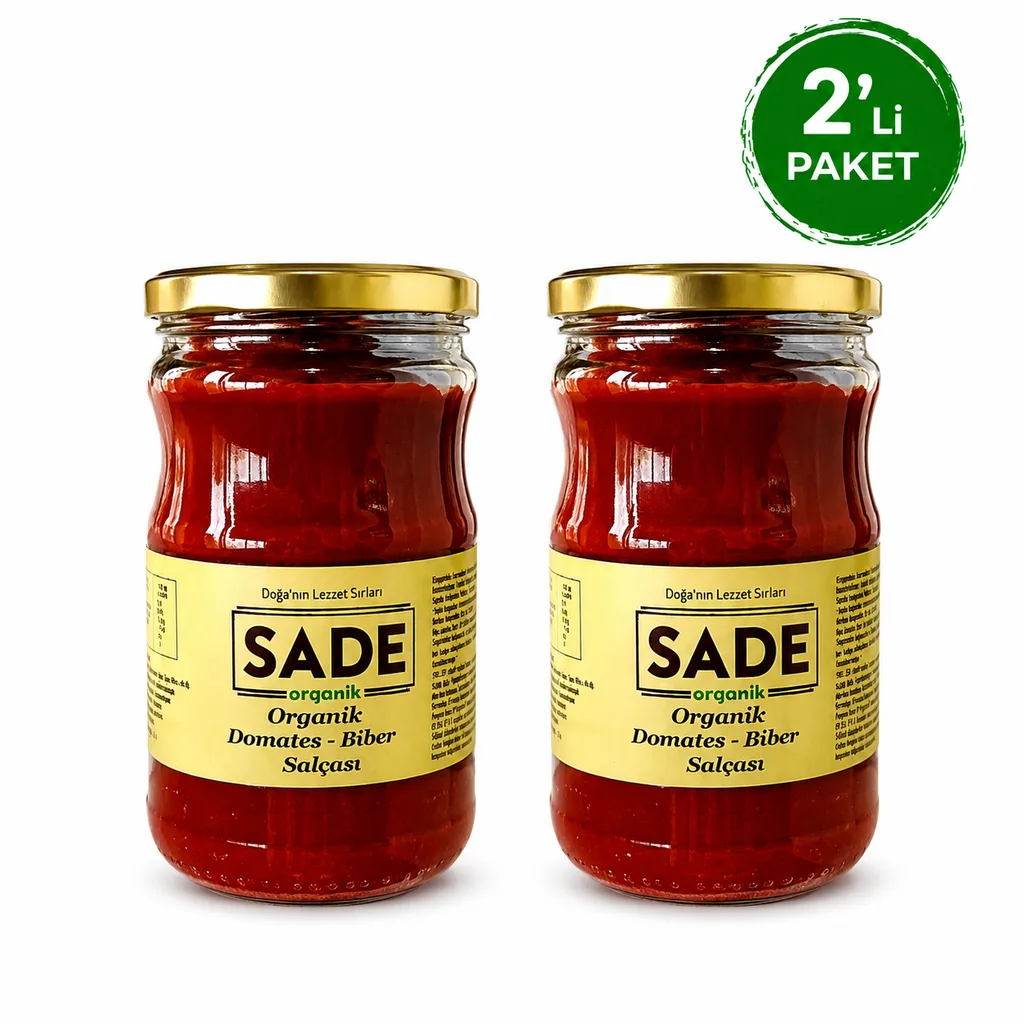Sade Organic Domates - Biber Paste 650 g 2-Pack Pk.